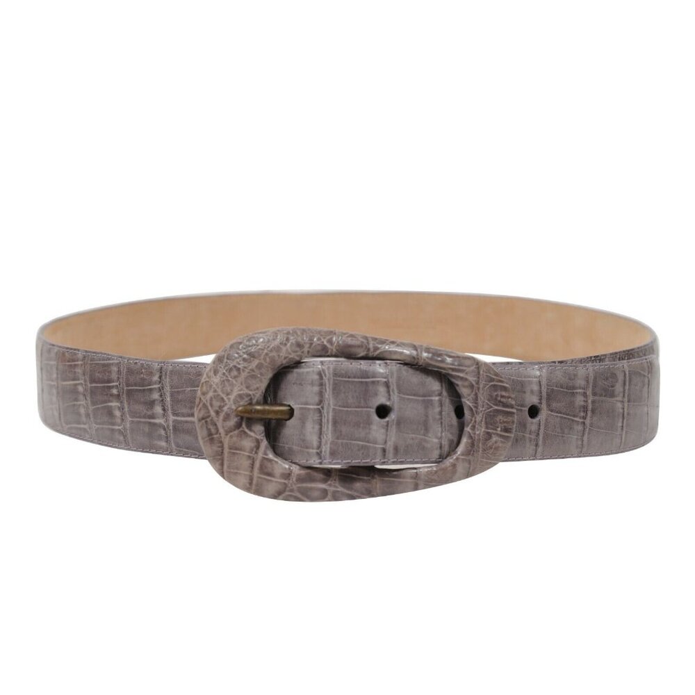 Nancy Gonzalez Womens Crocodile Leather Belt Size Medium Purple Violet Leather